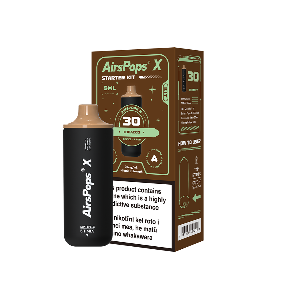 AIRSCREAM AirsPops X Kit - 30 Tobacco (Virginia Toba) - AIRSCREAM NZ