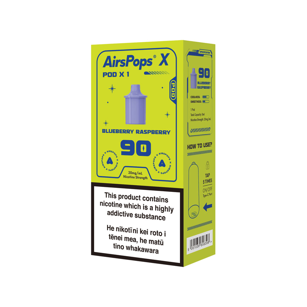 AIRSCREAM AirsPops X PREFILLED Pod SINGLE PACK - 90 Blueberry Raspberry - AIRSCREAM NZ