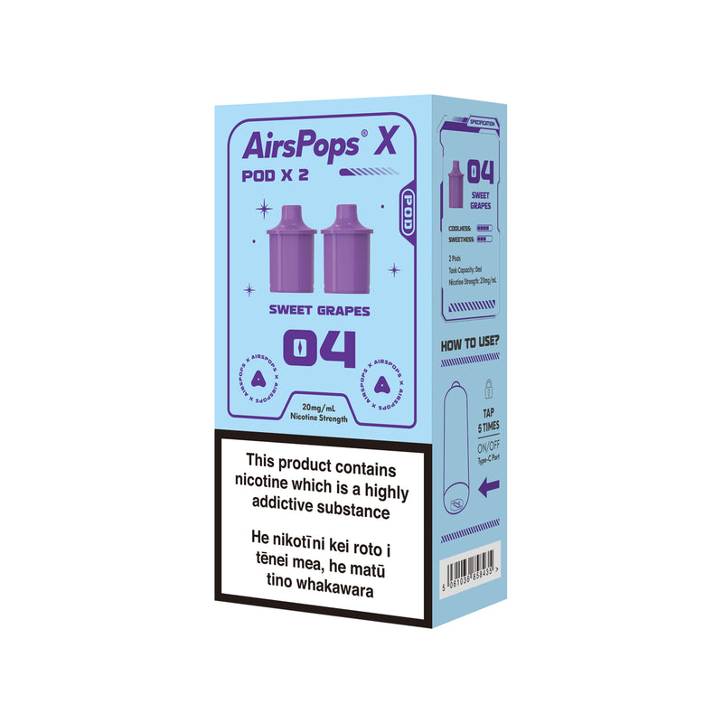 AIRSCREAM AirsPops X PREFILLED Pod TWIN PACK - 04 Sweet Grapes (Prev. Freezy Grape) - AIRSCREAM NZ