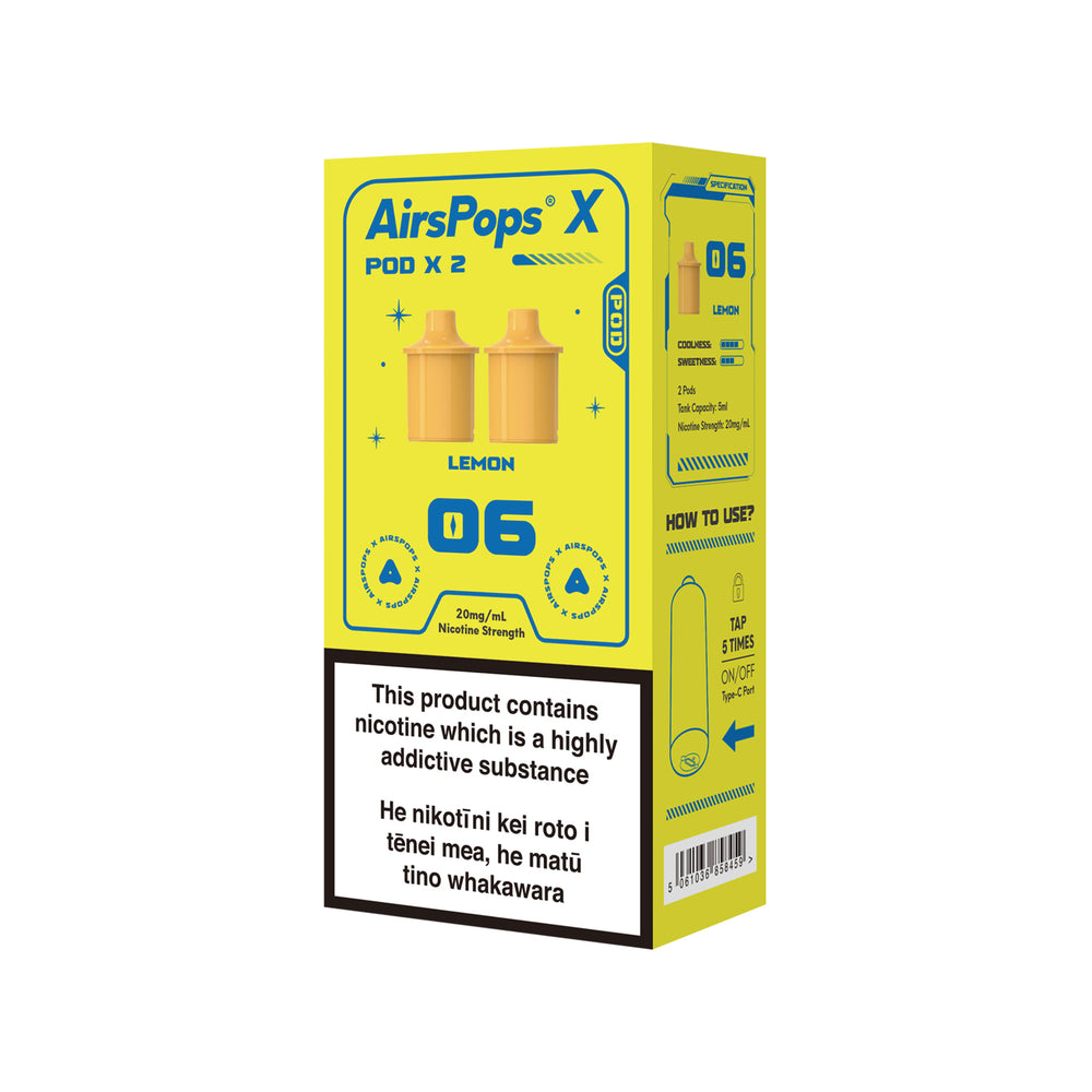 AIRSCREAM AirsPops X PREFILLED Pod TWIN PACK - 06 Lemon (Prev. Zesty Lemon) - AIRSCREAM NZ