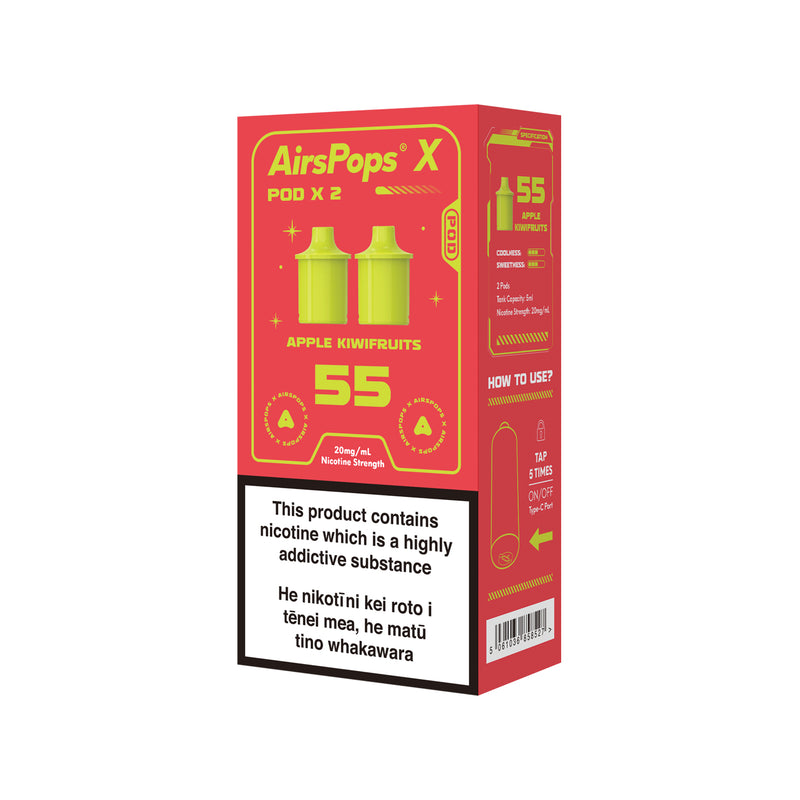 AIRSCREAM AirsPops X PREFILLED Pod TWIN PACK - 55 Apple Kiwifruits(Prev. Green Apple Kiwi) - AIRSCREAM NZ