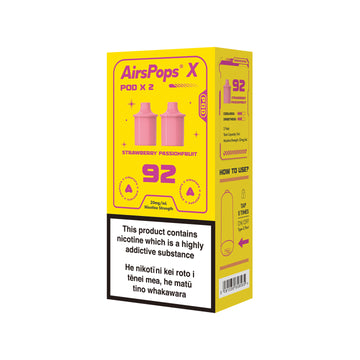 AIRSCREAM AirsPops X PREFILLED Pod TWIN PACK - 92 Strawberry Passionfruit - AIRSCREAM NZ