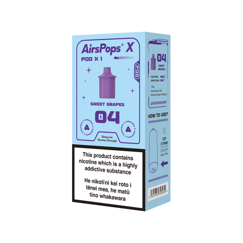 AIRSCREAM AirsPops X PREFILLED Pod SINGLE PACK - 04 Sweet Grapes (Prev. Freezy Grape) -AIRSCREAM NZ